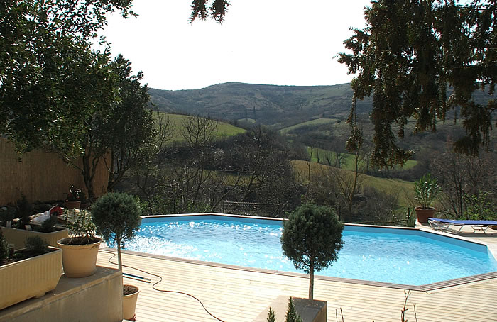 Swimming pool at house for rent in Languedoc region of France.